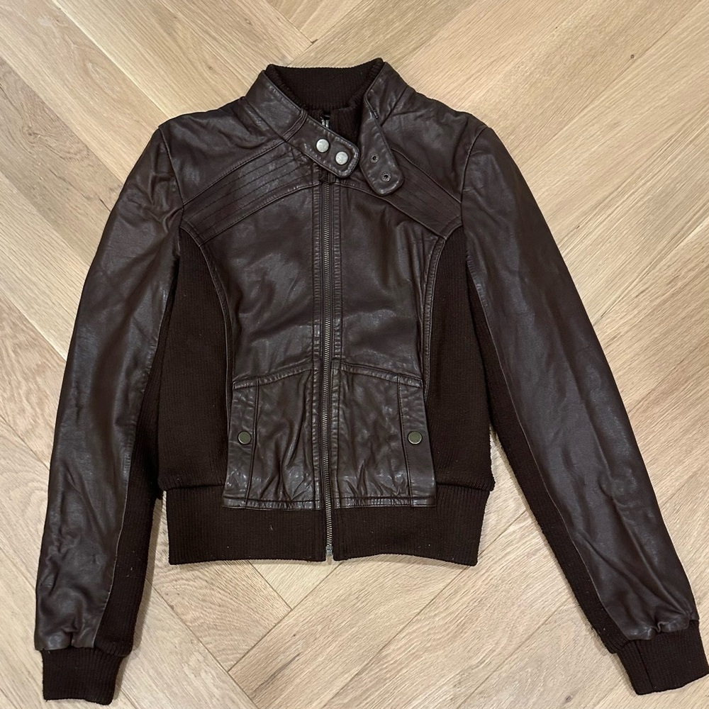 **For Sale: Vintage Idra Leather Bomber Jacket - Brown**
